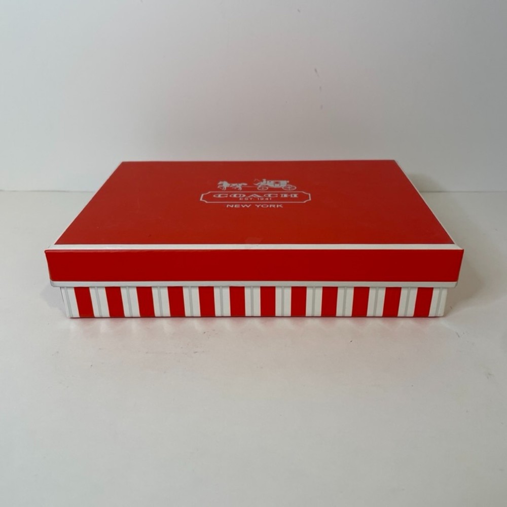 Coach Silver Carriage Empty Gift Box for Wallet/Wristlet/Clutch-Red Stripe